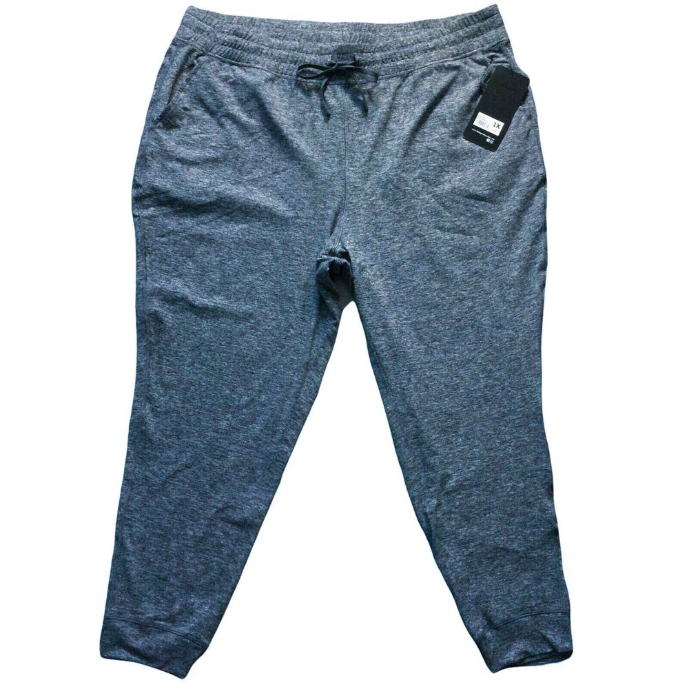 90 Degree by Reflex Womens Pants sz 1X nwt $52 Gray Soft Lightweight Jogger x27"